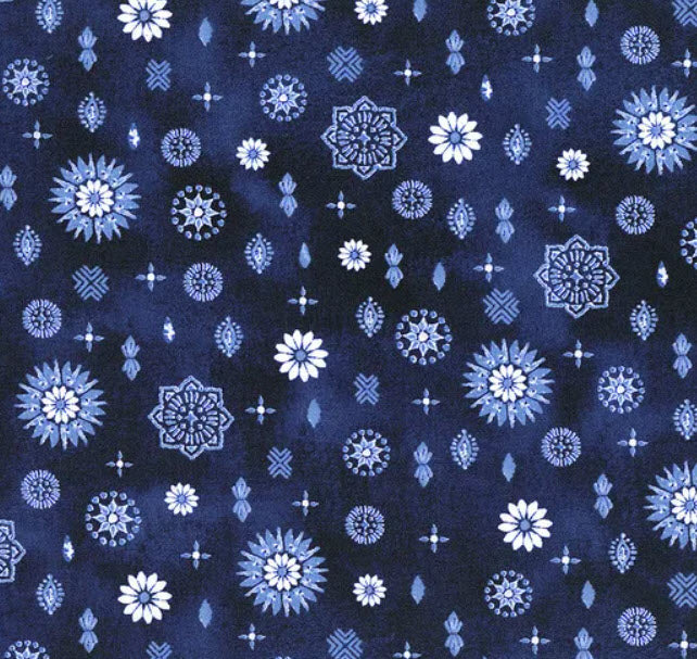 INDIGO SPLASH - cotton fabric by the HALF YARD