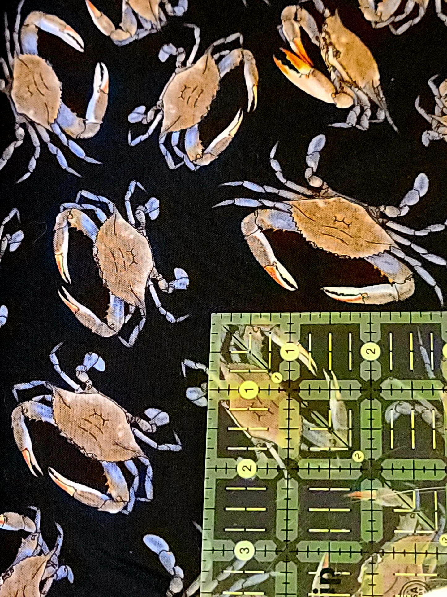 Blue Crab QUILTERS' COTTON fabric - by the HALF YARD