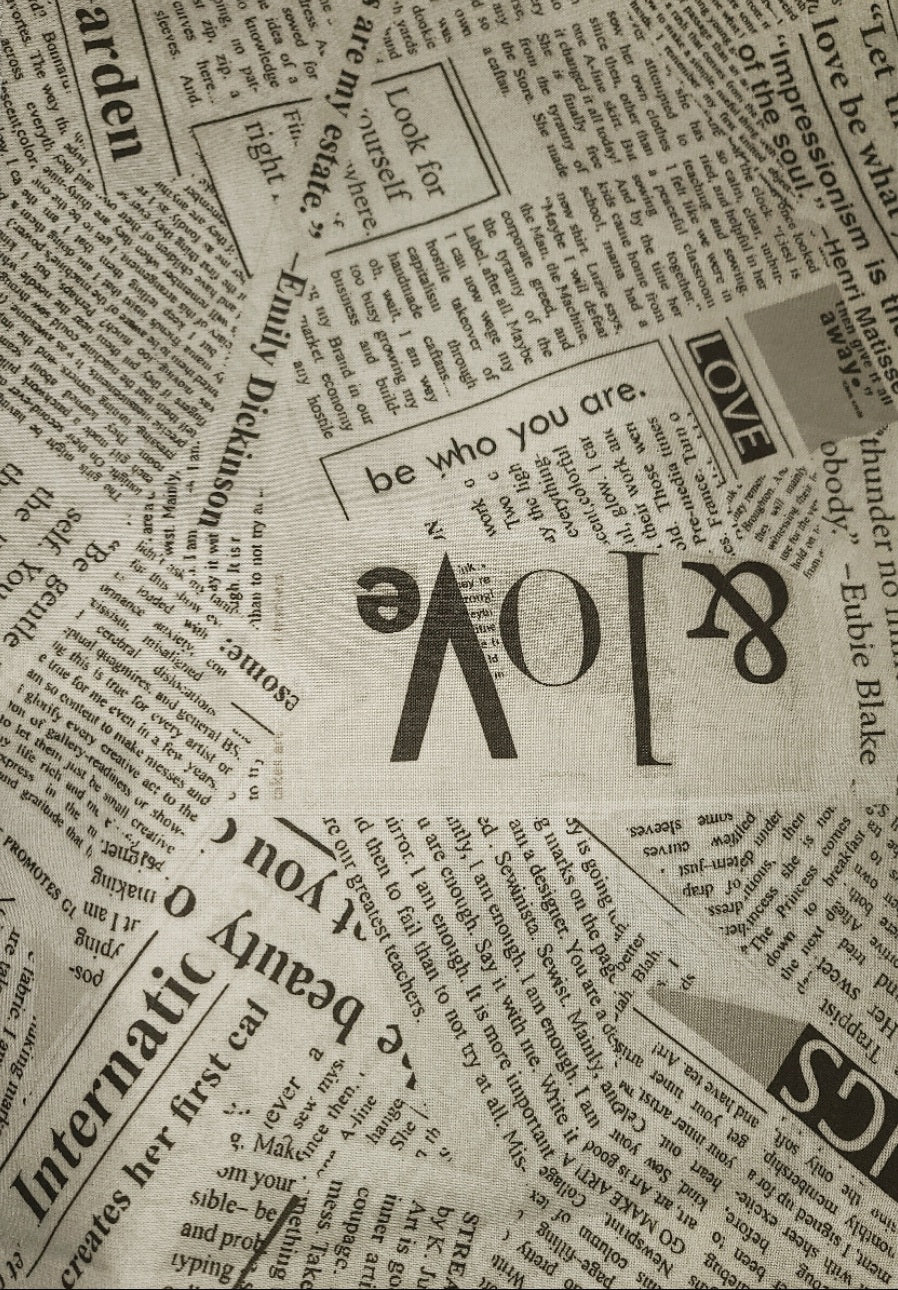 NEWS PRINT - 100% Cotton fabric by the HALF YARD - perfect for large quilt backing. Available up to 108" wide