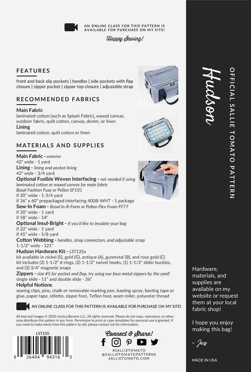 Hudson Soft Cooler - Hobby Tote PATTERN