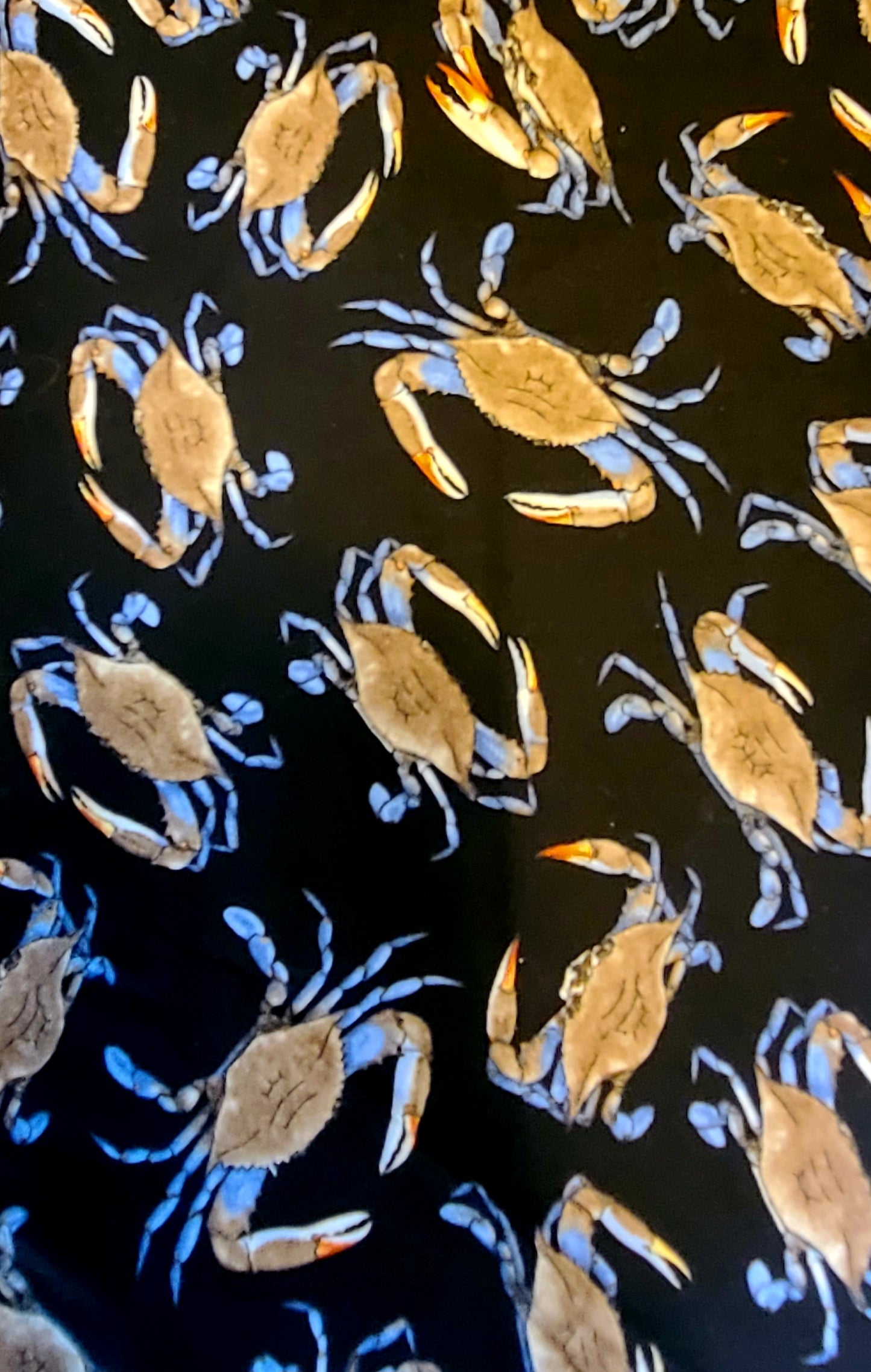 Blue Crab QUILTERS' COTTON fabric - by the HALF YARD
