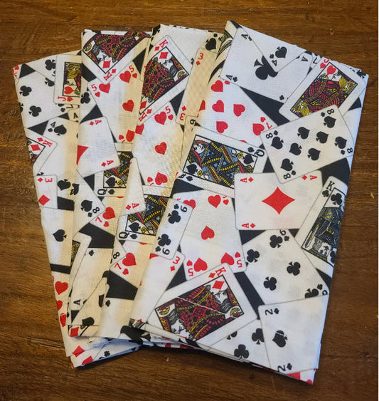 Cloth Napkins (set of 4) Hand made, 100% cotton, Card-themed for Bridge, poker game gatherings