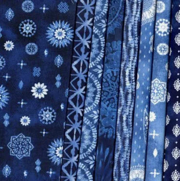 INDIGO SPLASH - YARDAGE for Twin Quilt Pattern by the QUARTER YARD