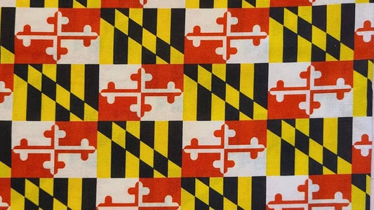 Maryland Flag print cotton CANVAS fabric - sold by the HALF YARD (appx 58" wide)