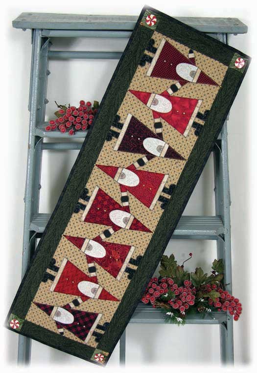 Topsy Turvy Santa Pattern - Christmas Table Runner or Wall Decor Applique Project