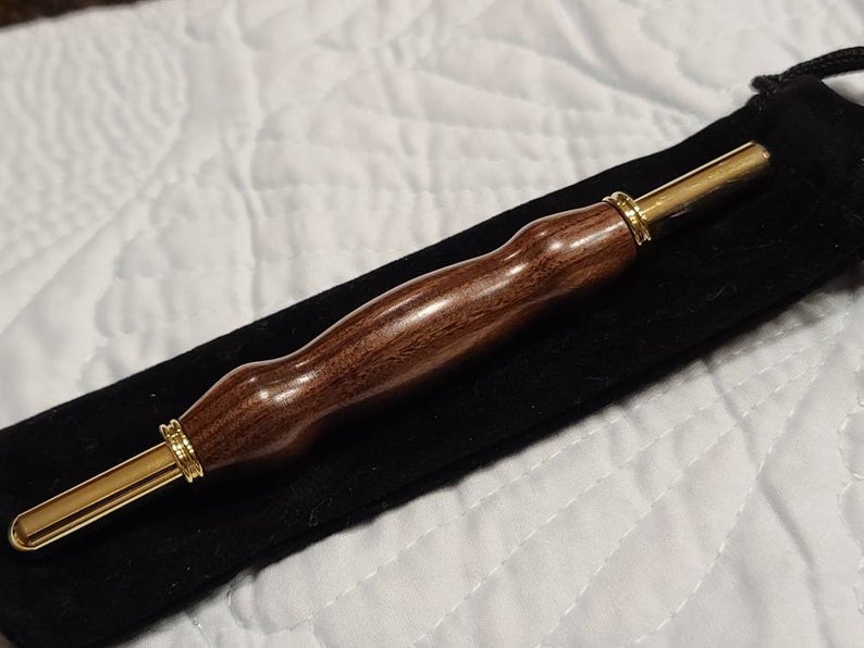 Gold-finished Premium Double-Ended Seam Ripper w/Stiletto Hand Turned Acrylic or Exotic Wood - gift for quilters, sewists
