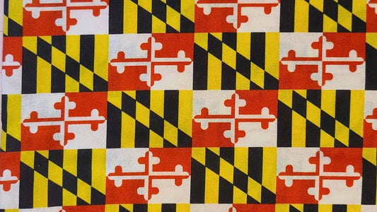 58" wide Maryland Flag print COTTON CANVAS fabric - sold by the HALF YARD