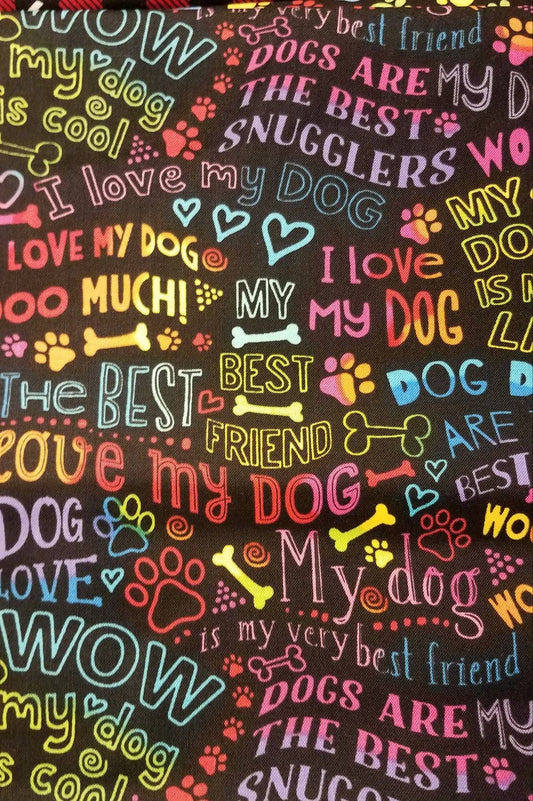 EXTREME DOG LOVERS Cotton novelty fabric. Multiple quantities will ship as one continuous cut