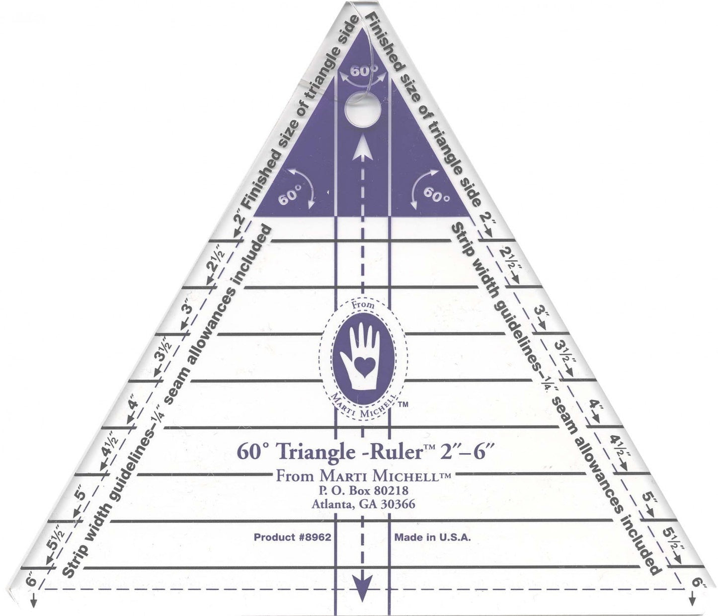 60-Degree Triangle Quilters' Ruler - (2" - 6") makes perfect equilateral triangle cuts for quilting and crafts