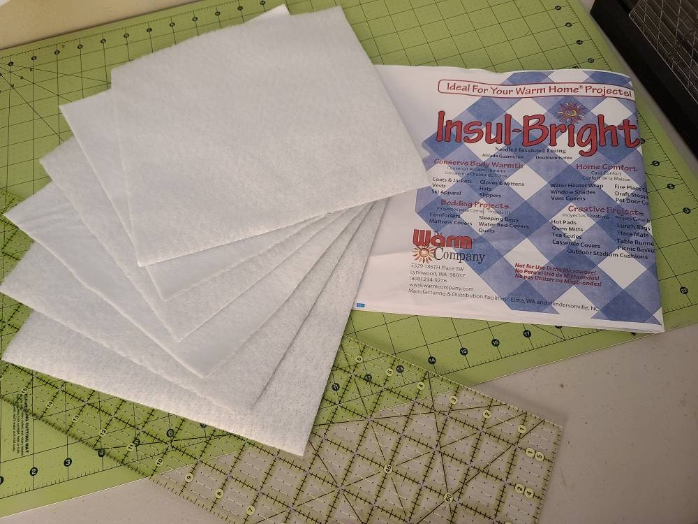 Pre-cut Insul-Bright insulated batting squares for DIY pot holders.  Pk/12 Save time! Quick make for gifts!
