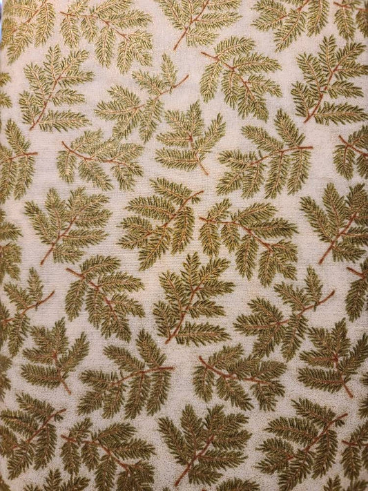 Gold Metallic Christmas Print 100% cotton fabric  - Great for making Quilts, Stockings, Table Runners, place mats and Crafts