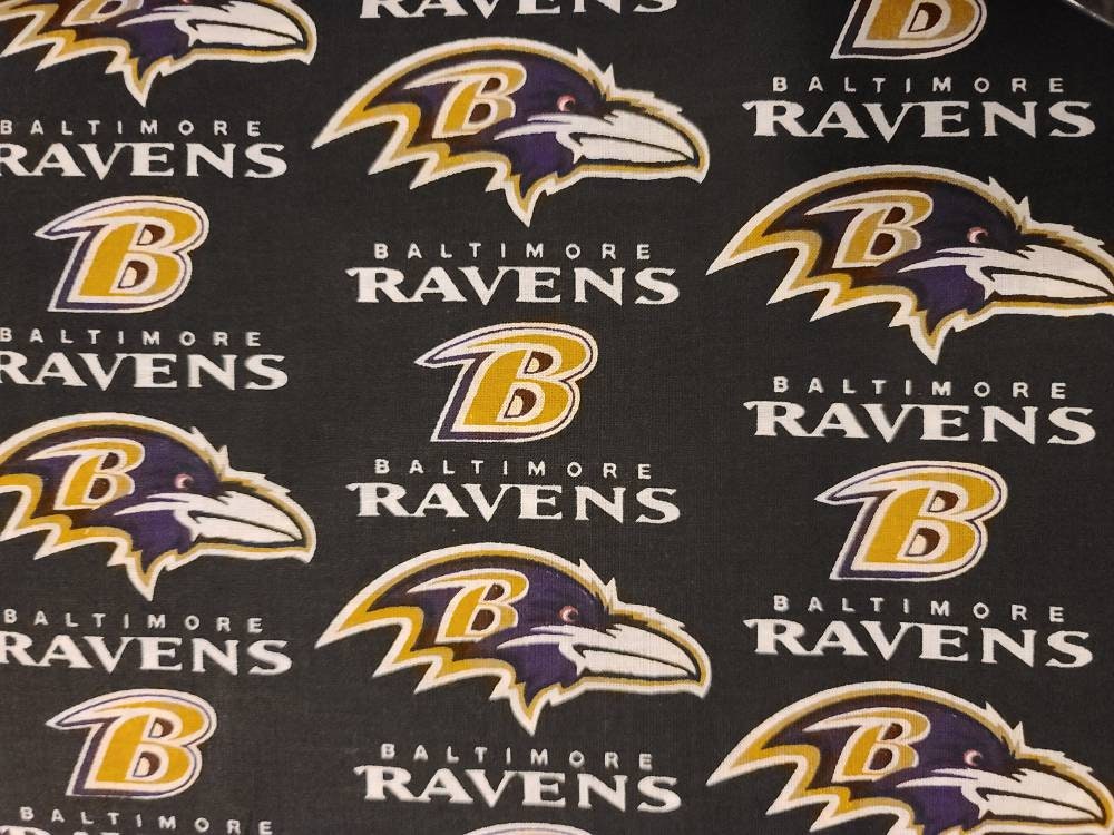 Baltimore Ravens Football cotton fabric - Black/Purple - Half Yard cuts - 60" Wide 100% Cotton fabric-