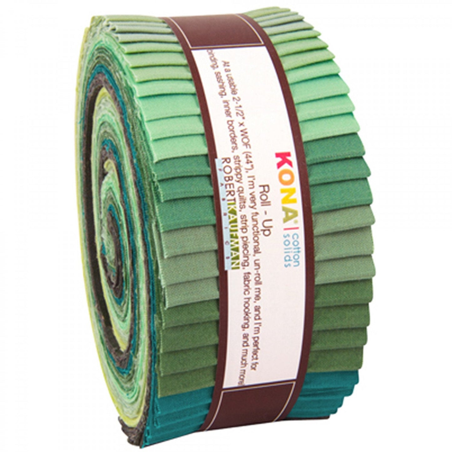 KONA SOLIDS Pk/40 Pre-cut fabric strips 2 1/2" Spring Meadow Palette 100% Cotton, Jellyroll, Roll-up