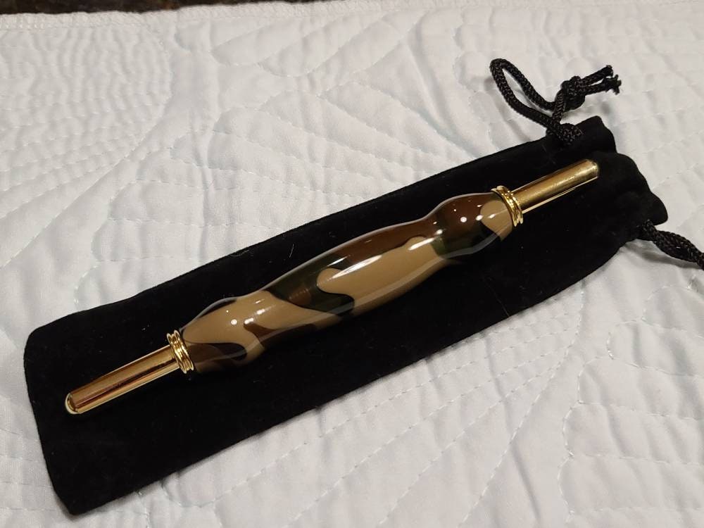 Gold-finished Premium Double-Ended Seam Ripper w/Stiletto Hand Turned Acrylic or Exotic Wood - gift for quilters, sewists