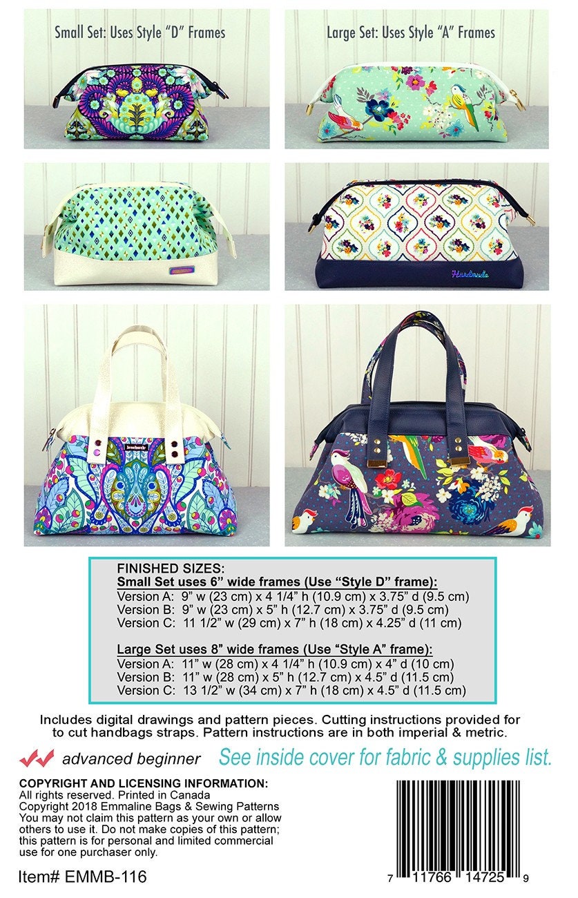 TRIFECTA ZIP BAGS Pattern - 6 Sizes!   For Advanced Beginner level bag makers