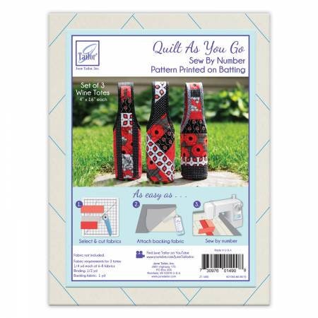 WINE CADDY - PATTERN  - Quilt as you go - Easy Beginner Project - Use for tote or gift bag