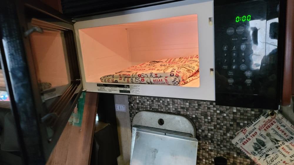 Quilted Protector Sleeve for glass microwave tray in RV - Camper - Travel Trailer - prevent breakage while vehicle in motion on the road