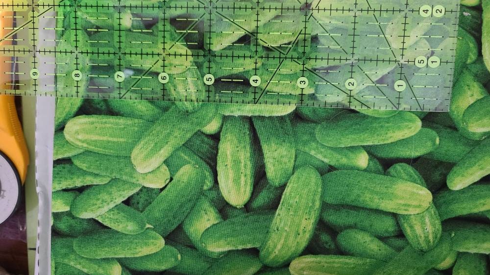 CUCUMBERS! cotton novelty fabric. Multiple quantities shipped as one continuous cut.